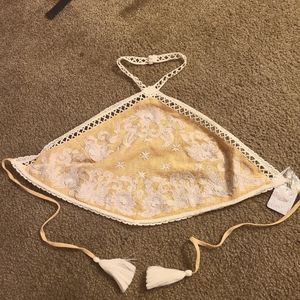 Free people intimately peach crop halter top